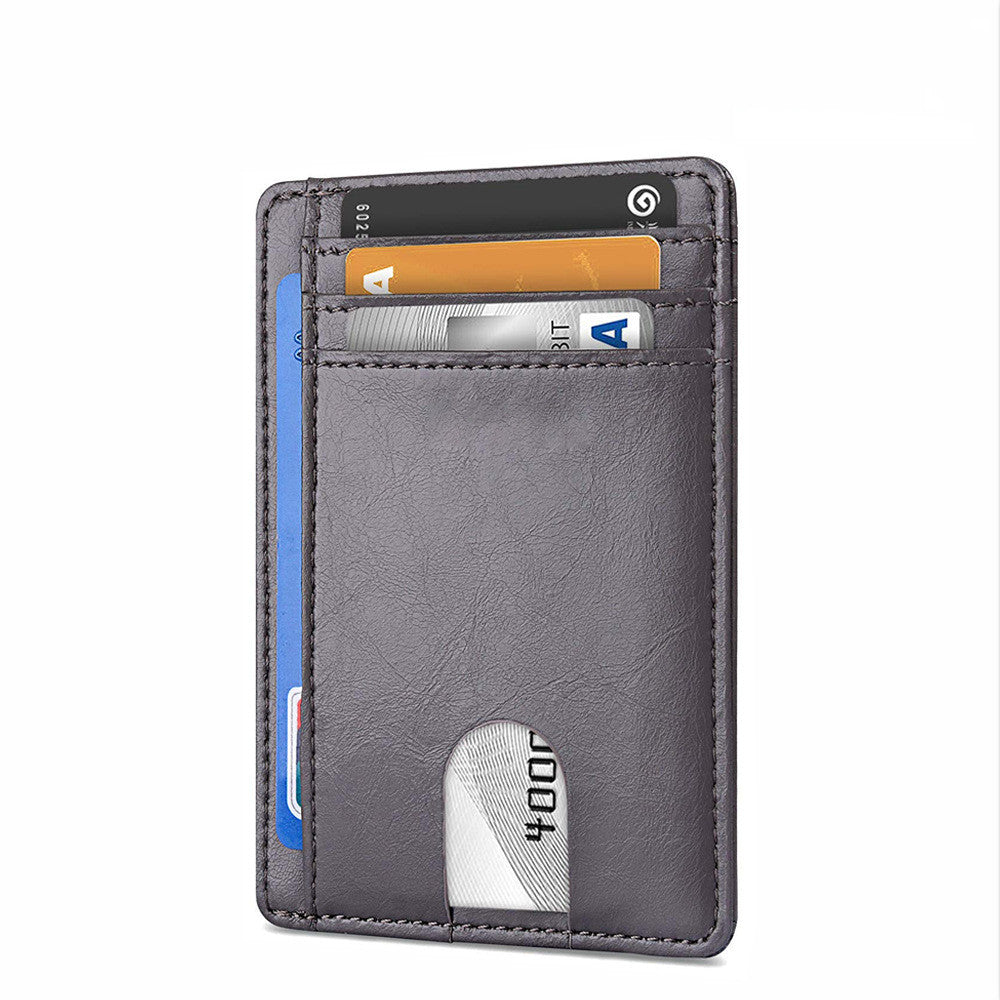 Porte-cartes en cuir pour hommes, dans le commerce extérieur, avec technologie anti-vol RFID et design coulissant.