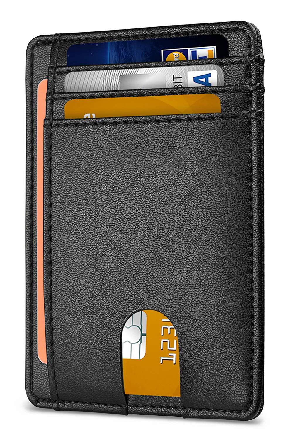 Porte-cartes en cuir pour hommes, dans le commerce extérieur, avec technologie anti-vol RFID et design coulissant.