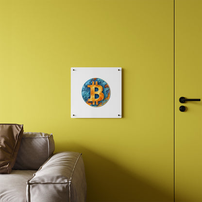 Panneau d’art mural en acrylique "Bitcoin"