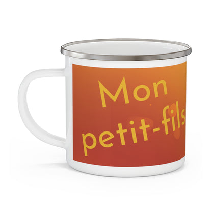 Tasse de camping en émail grand-père et petit-fils