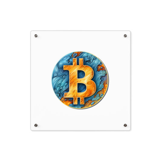 Panneau d’art mural en acrylique "Bitcoin"