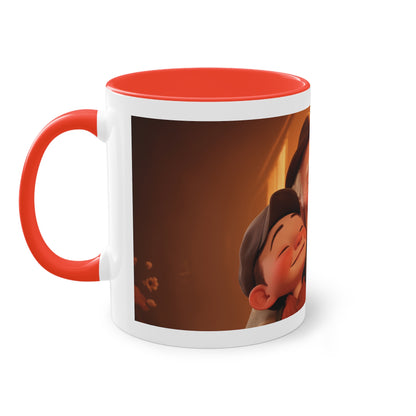 Tasse à café bicolore - Grand-père et Petits-enfants