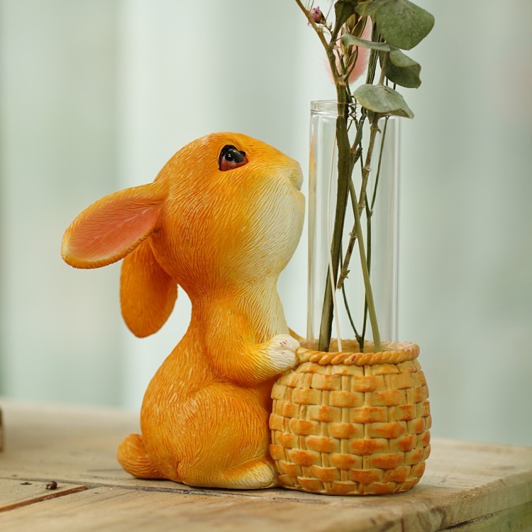 Petit Vase Hydroponique en Verre avec Lapin Décoratif