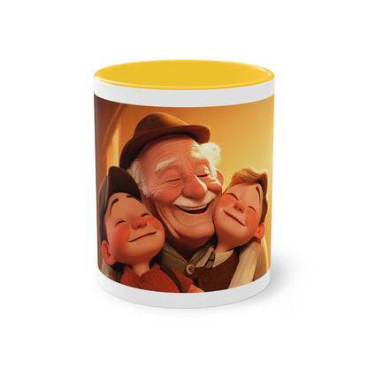 Tasse à café bicolore - Grand-père et Petits-enfants