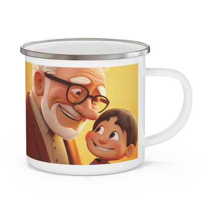 Tasse de camping en émail grand-père et petit-fils