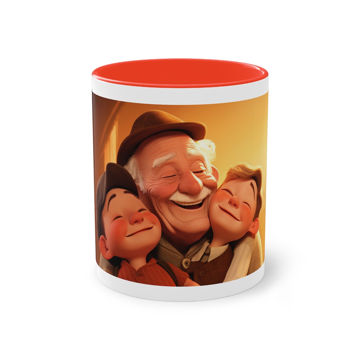 Tasse à café bicolore - Grand-père et Petits-enfants