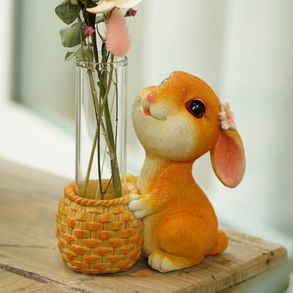 Petit Vase Hydroponique en Verre avec Lapin Décoratif